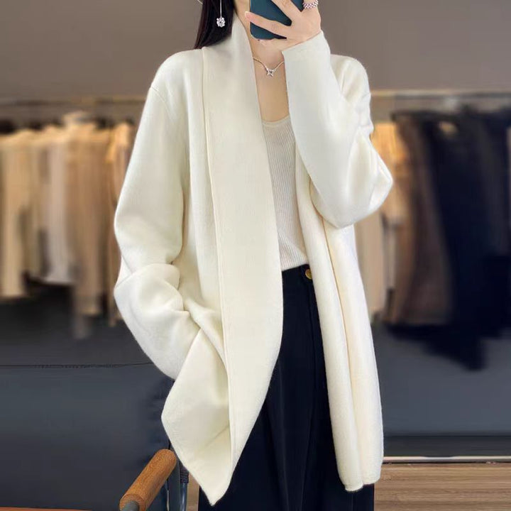 Cardigan long élégant pour femme avec ceinture et coupe décontractée Chic & Stil