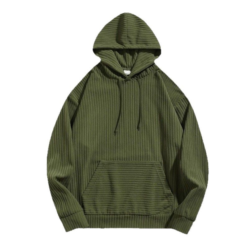 Men's casual hoodie with a textured striped pattern and practical pockets Amarae