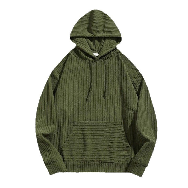Men's casual hoodie with a textured striped pattern and practical pockets Amarae