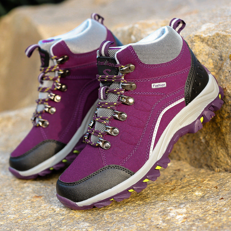 Women's ankle-high waterproof trekking hiking shoes with slip-resistant tread sole Amarae