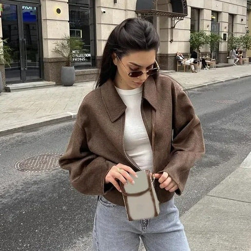 Ladies stylish fleece jacket in oversized cut with zipper Lune London