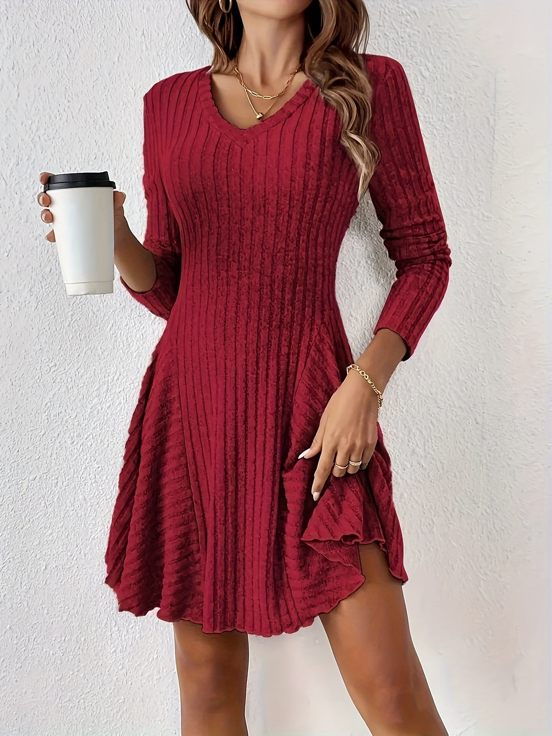 Ladies' knitted dress with a refined ruffle design and a flattering fit Lune London