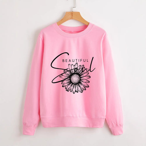 Sweatshirt femme avec motif floral et lettrage inspirant Chic & Stil