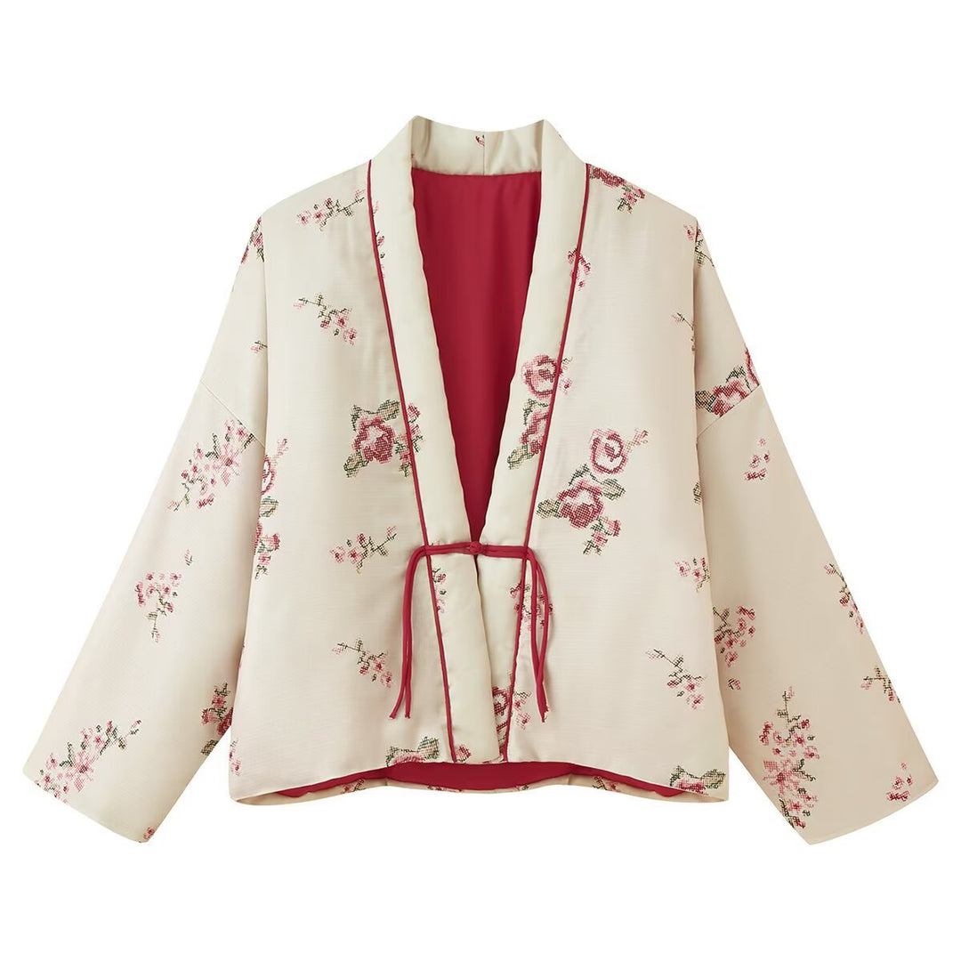 Ladies embroidered floral kimono jacket Lune London