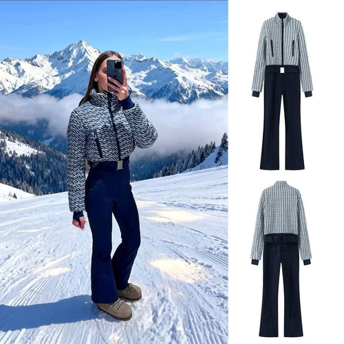 Ensemble de combinaison sportive pour femme avec fermeture éclair tendance et taille élastique Chic & Stil