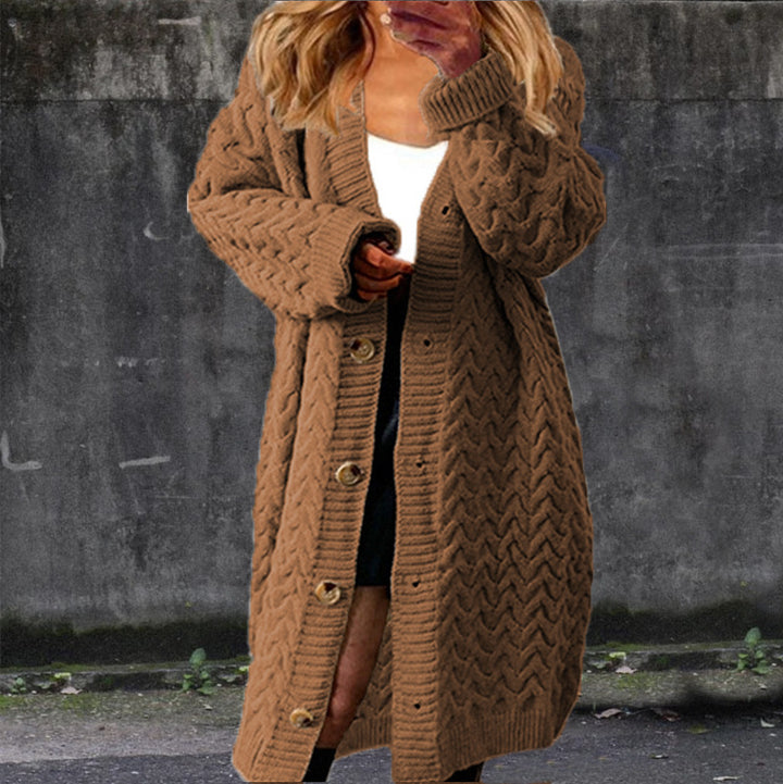 Cardigan en chunky tricot pour femmes avec un motif en coton-texturé et des boutons pratiques Chic & Stil