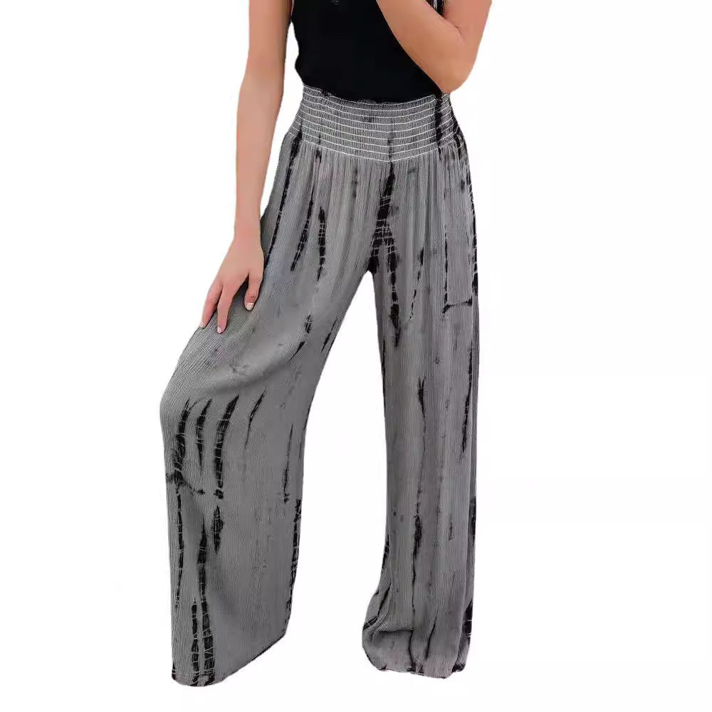 Wide palazzo pants for women with elastic waist and trendy print Lune London