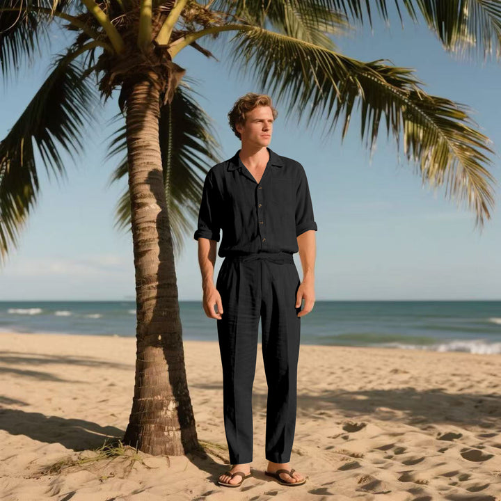 Men's elegant shirt and casual trousers set chic and style