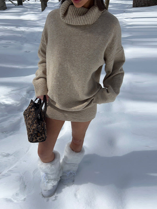 Oversized knitted sweater for women with high collar Lune London
