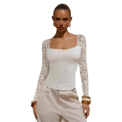 Ladies lace top with long sleeves and fitted cut Amarae