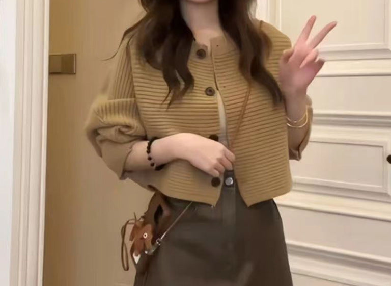 Fashion knitted jacket for women with button detail and structured design Lune London