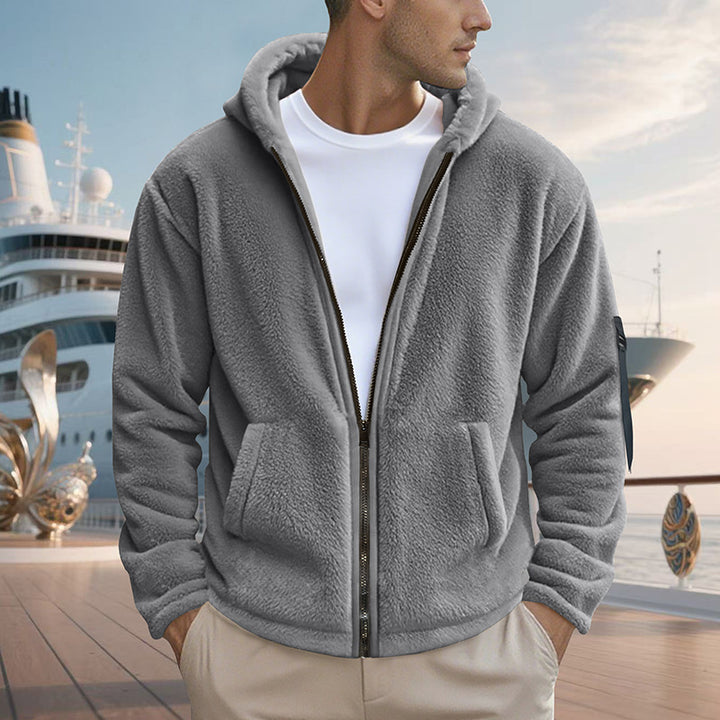 Men's fleece sweatshirt with shiny zipper and practical pockets Lune London