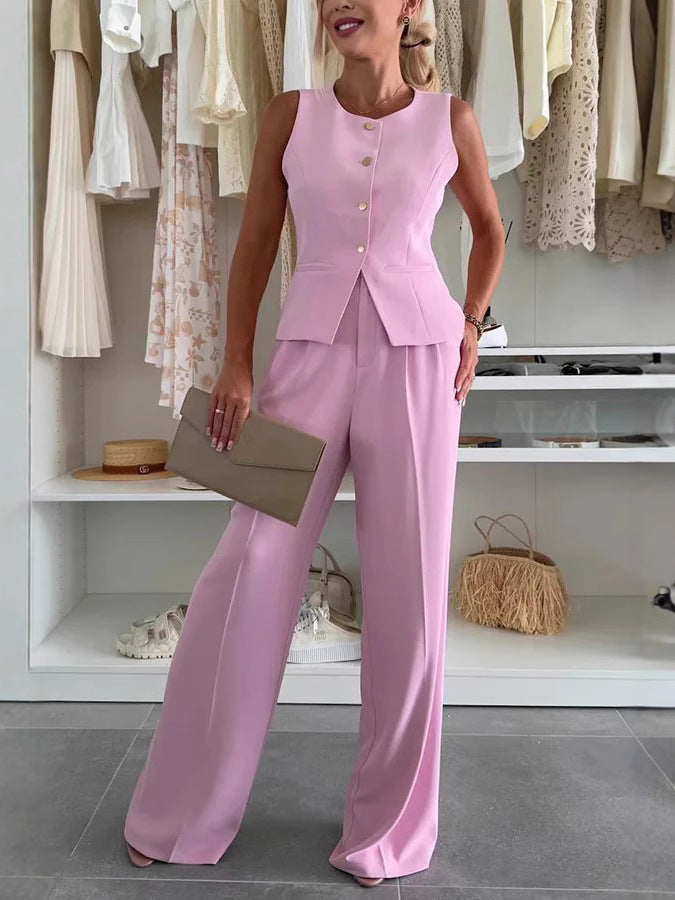 Elegant ladies' suit vest with wide-leg pants Lune London