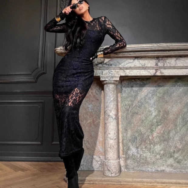 Ladies Elegant Lace Maxi Dress Lune London