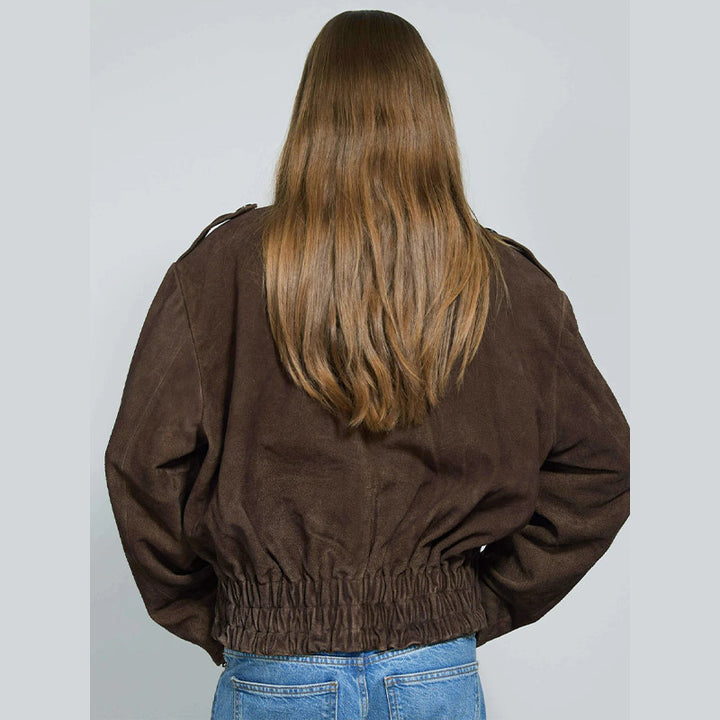 Short casual jacket for women in soft material with practical zippers Lune London