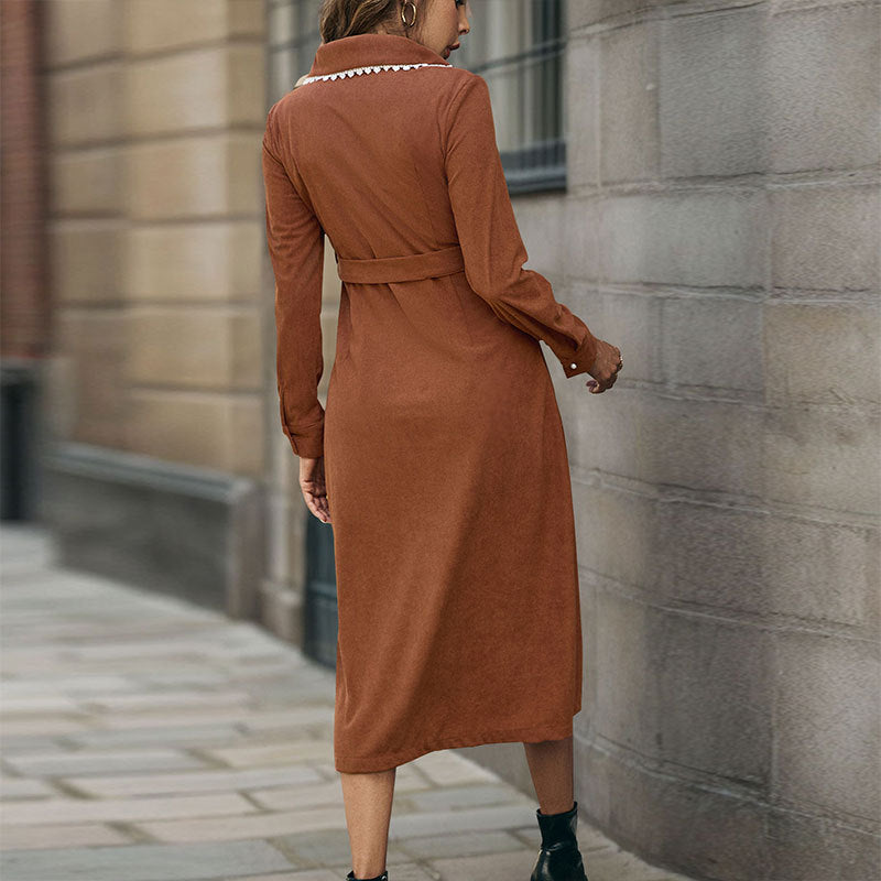 Shirt dress for ladies with waist belt and elegant slit Lune London