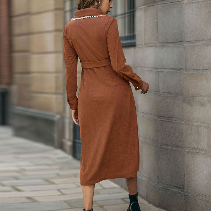 Shirt dress for ladies with waist belt and elegant slit Lune London