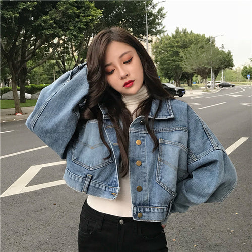 Veste en jean femme cropped avec coupe oversize Chic & Stil