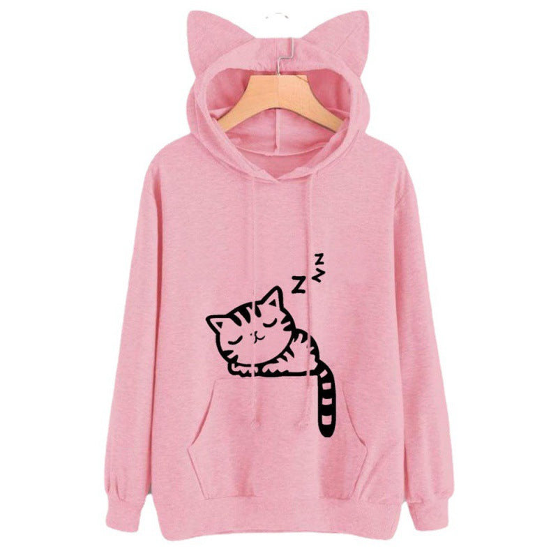 Women’s hoodie with cat ears and cute print Lune London