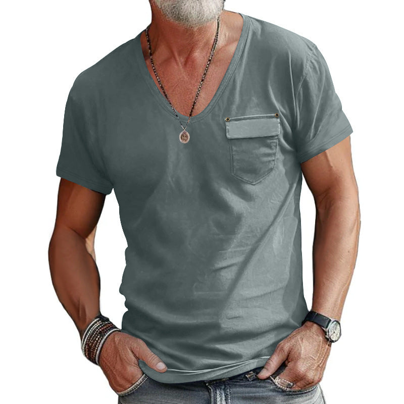 V-neck T-shirt for men with practical chest pocket Lune London