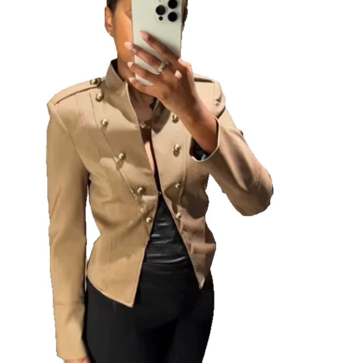 Ladies short blazer in military style with double-breasted decorative buttons Amarae