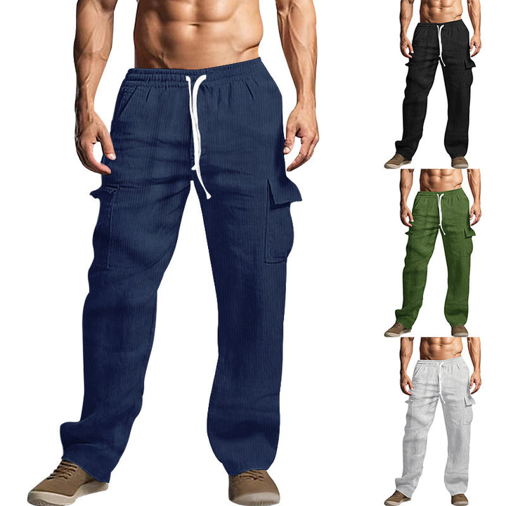 Men's cargo pants in a casual striped look with elastic waistband and practical side pockets Chic and style