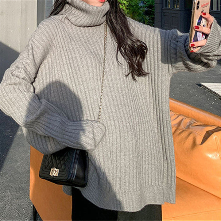 Pull tricoté pour femmes avec col haut et coupe décontractée Chic & Stil