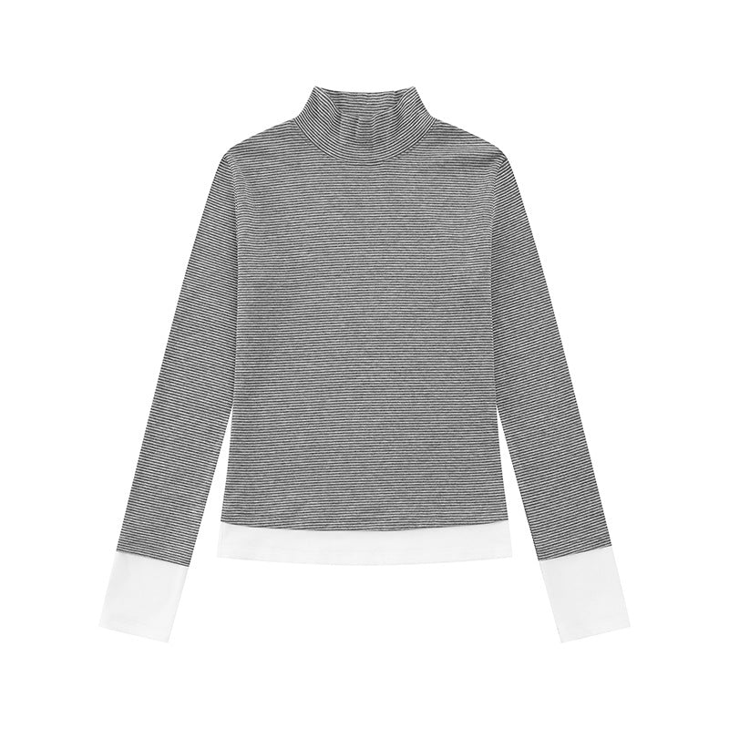 Women's turtleneck long-sleeve shirt with contrast finishes Amarae