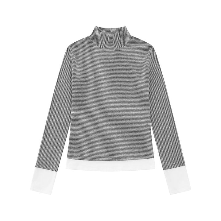 Women's turtleneck long-sleeve shirt with contrast finishes Amarae