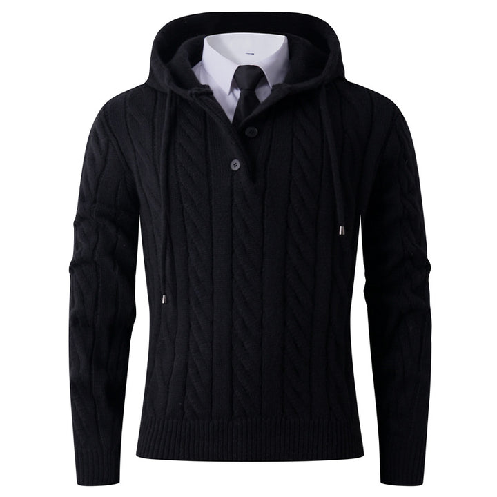 Men's knitted hoodie jacket with modern twisted pattern Lune London
