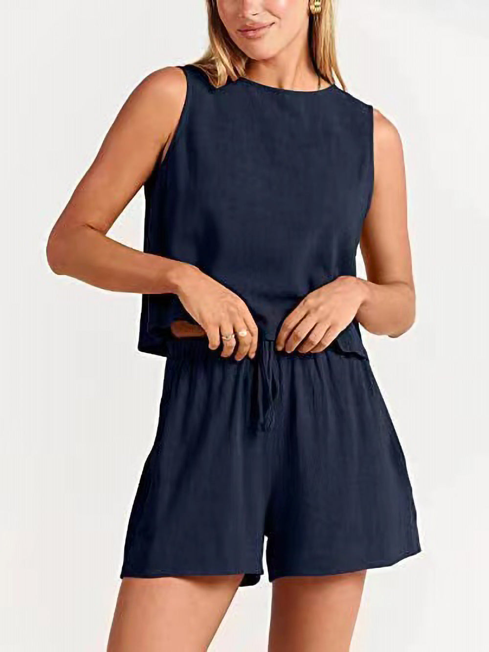 Ladies Relaxed Fitted Two-Piece Set Chic Shorts and Style
