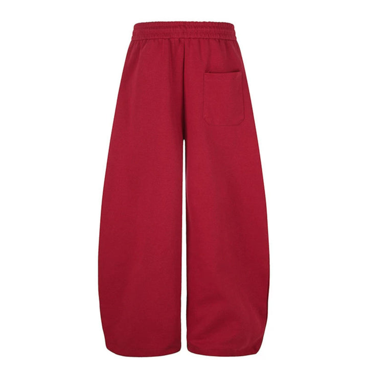 Women's Relaxed Fit Palazzo Sweatpants in Athleisure Look with Drawstring Waist and Script Print