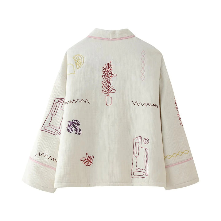 Embroidered cotton jacket for ladies with large pockets and relaxed fit Lune London