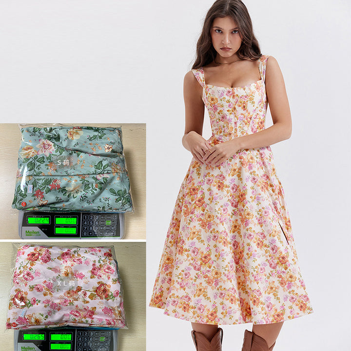 Women's maxi dress with off-shoulder design and floral pattern Lune London