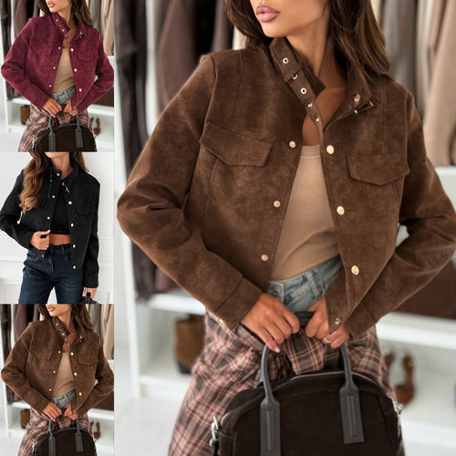 Short biker jacket for women with decorative buttons Amarae