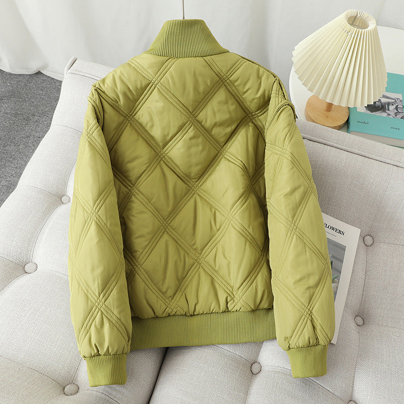 Ladies quilted transition jacket with high collar and elastic cuffs Lune London