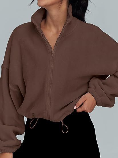 Casual zip fleece sweater for women with high collar Amarae