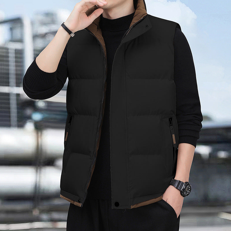 Men's quilted thermal vest with stand-up collar, windproof surface and zip pockets Amarae