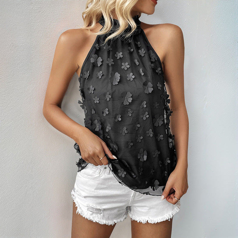 Women Floral Application Top Halter Lune London