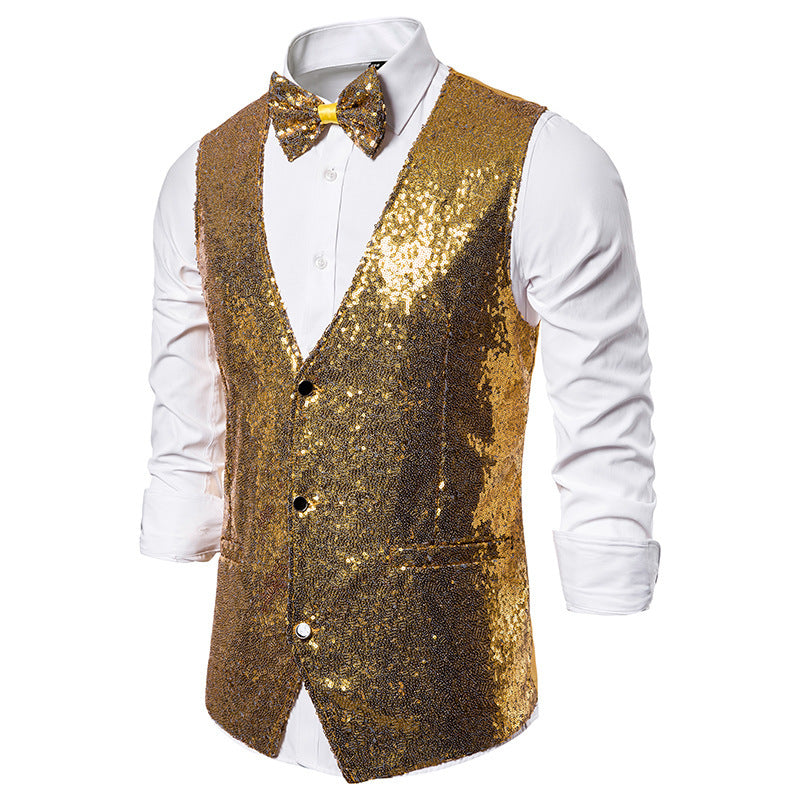 Men's Sparkling Festive Vest with Matching Bow Tie Amarae
