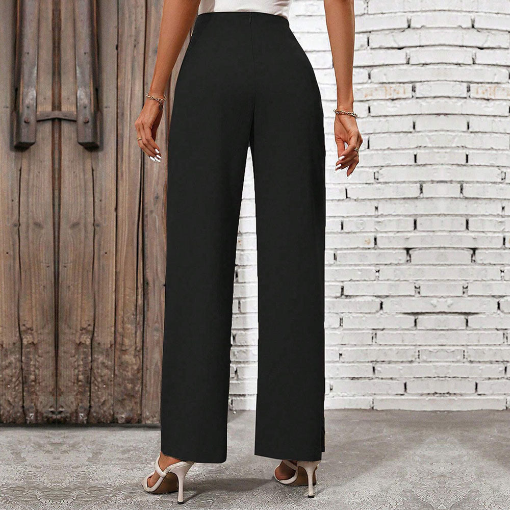 Chic & Stil high-waisted elegant palazzo pants for women with side tie belt