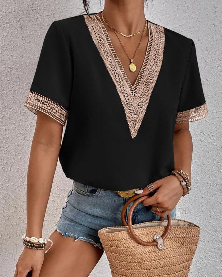 Chic blouse and elegant V-neck style with lace for women