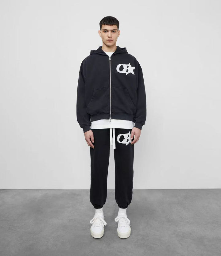 Men's hooded sweatshirt jacket with stylish logo and comfortable waistband Chic & Stil
