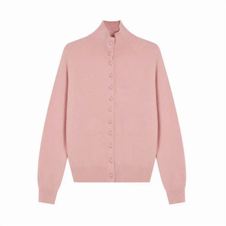 Pull en maille pour femme avec col montant et détail de bouton Chic & Stil