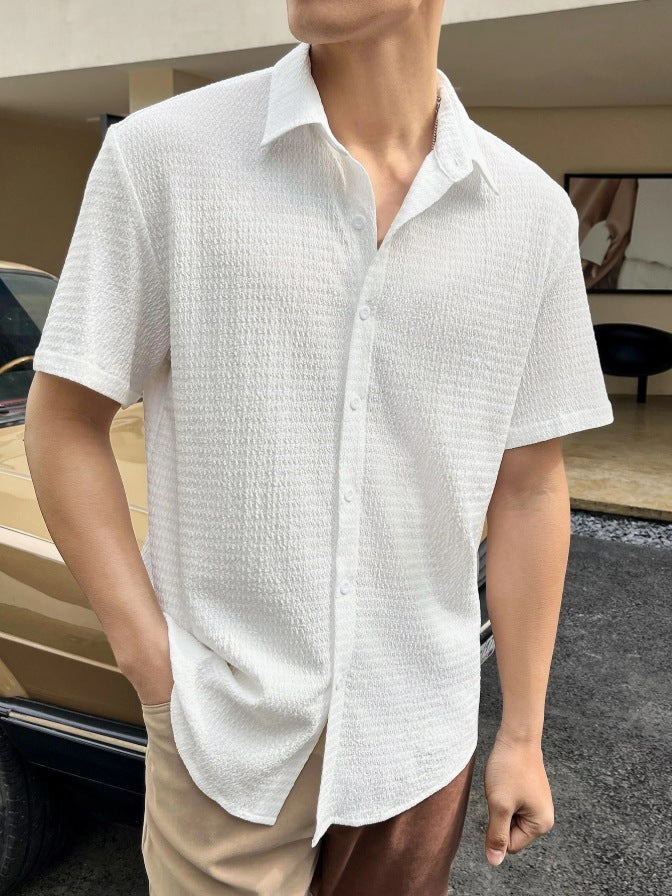 Casual short sleeve shirt for men with textured fabric Amarae