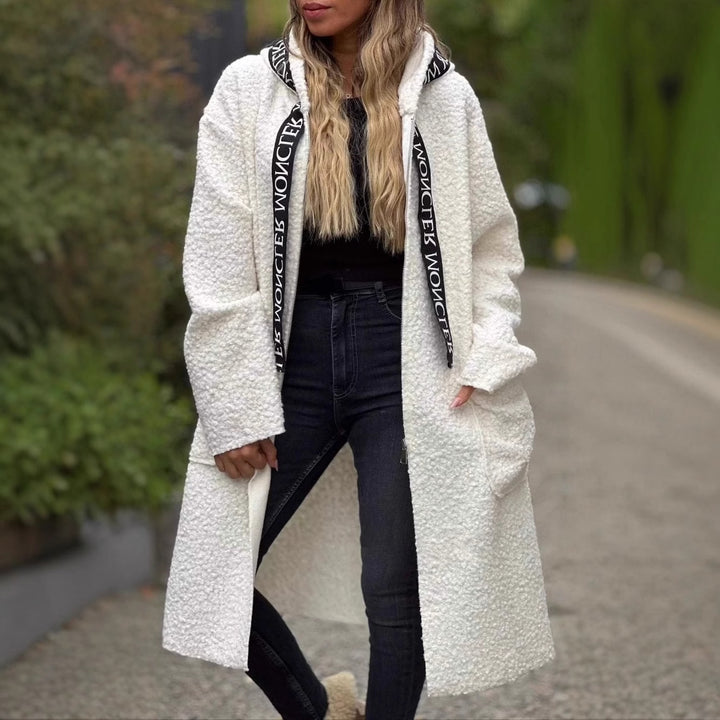 Ladies Long Cozy Jacket with Hood and Practical Pockets Lune London