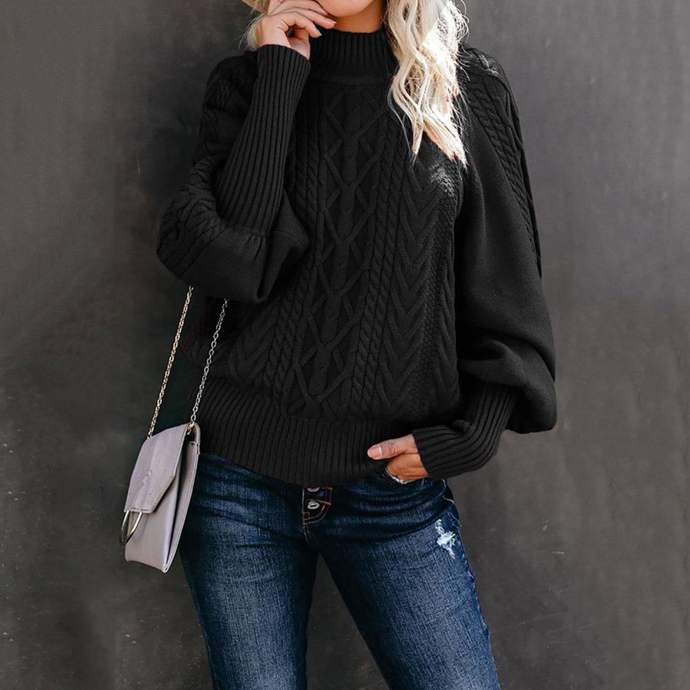 Knit sweater for women with high collar and textured design Lune London