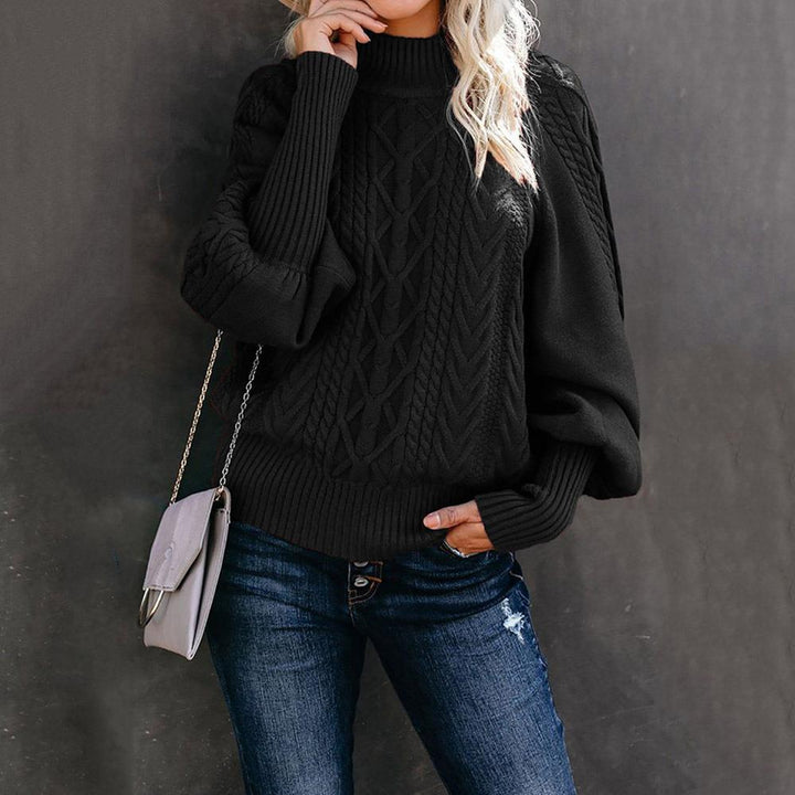 Knit sweater for women with high collar and textured design Lune London