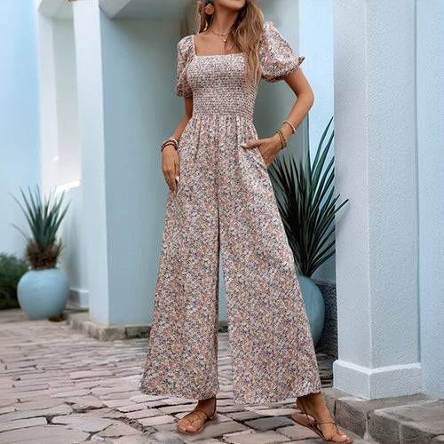Women Floral Print Jumpsuit Wide Leg Amarae