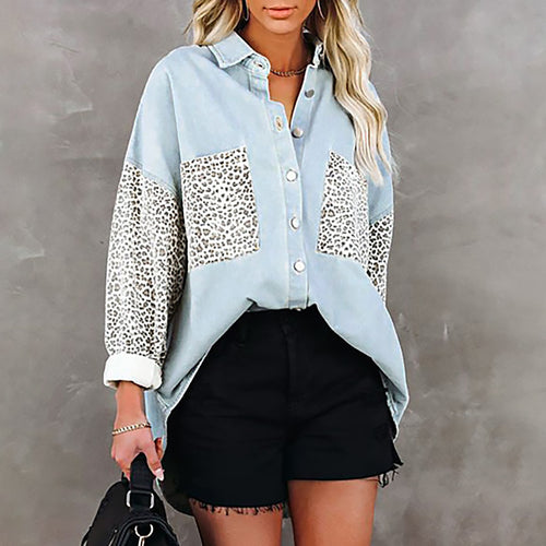 Women Leopard Print Blouse and Oversized Cut Amarae